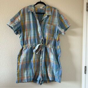 GAP Plaid One Piece Shorts Jumpsuit Women Size 20